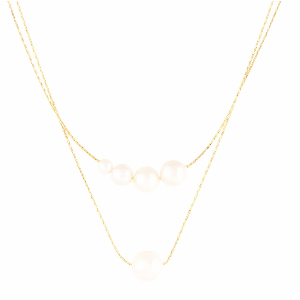 18K paauksuotas dviguba grandinėlė su perlais