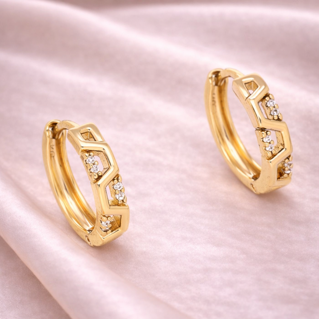 Medicininio 18K aukso auskarai su deimantais