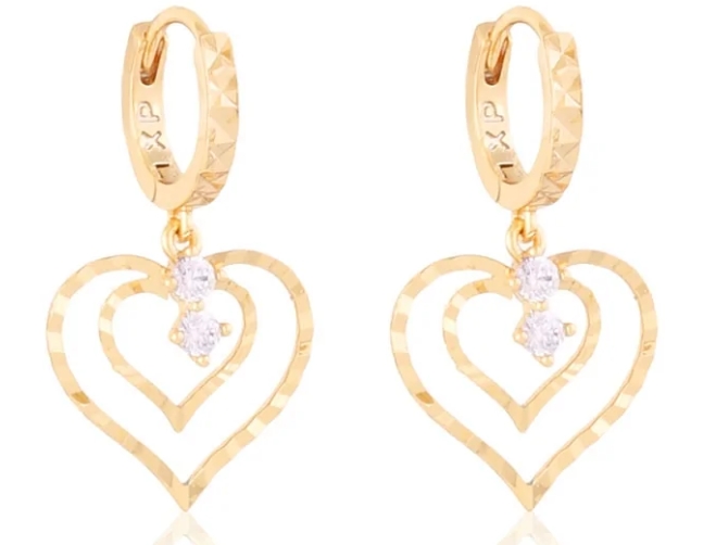 18K paauksuoti auskarai su širdelėmis