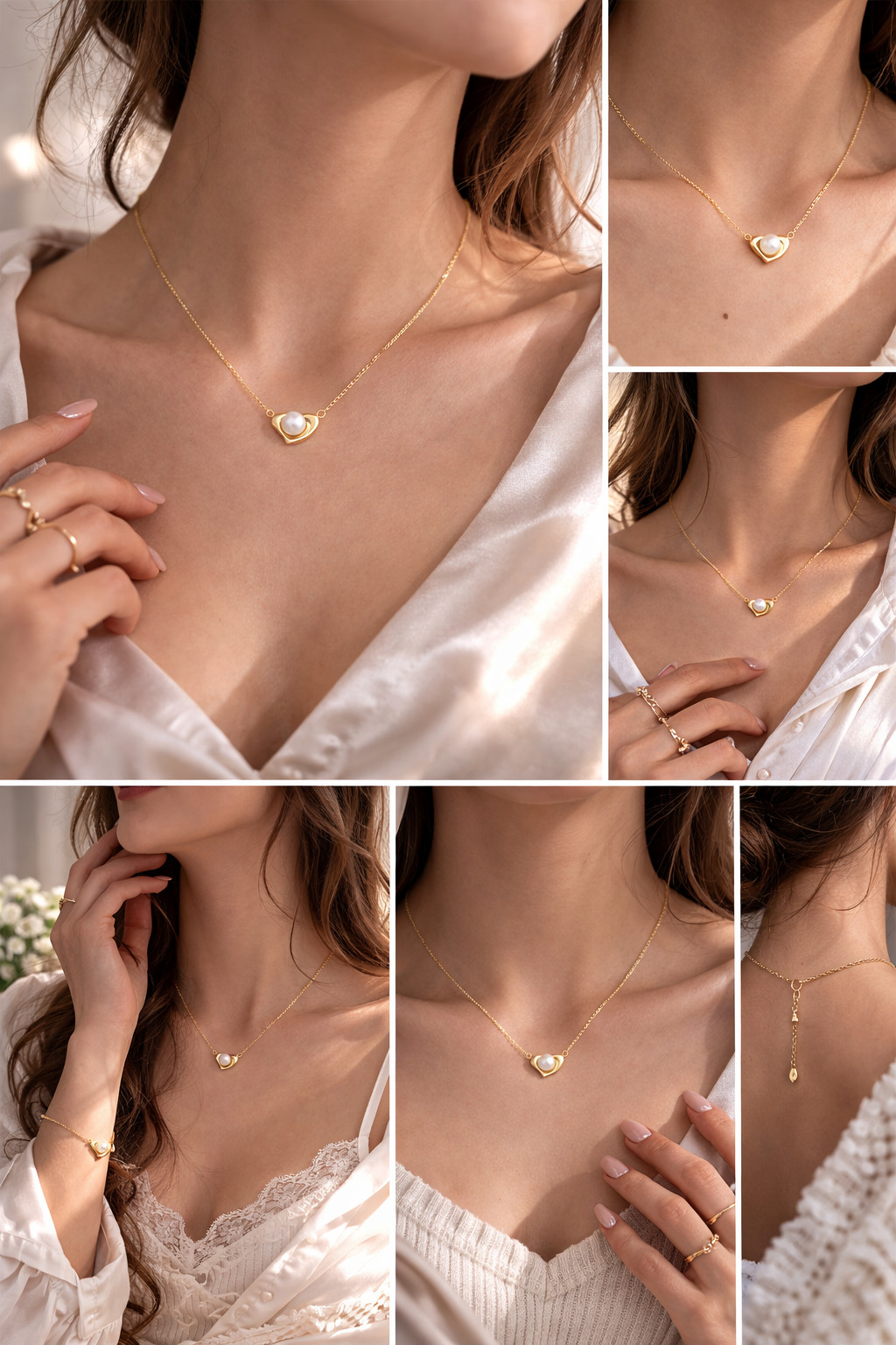 18K medicininio aukso grandinėlė su perlu. 47cm.+5cm.