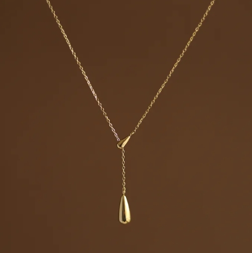 14K medicininio aukso pakabukas su lašeliu