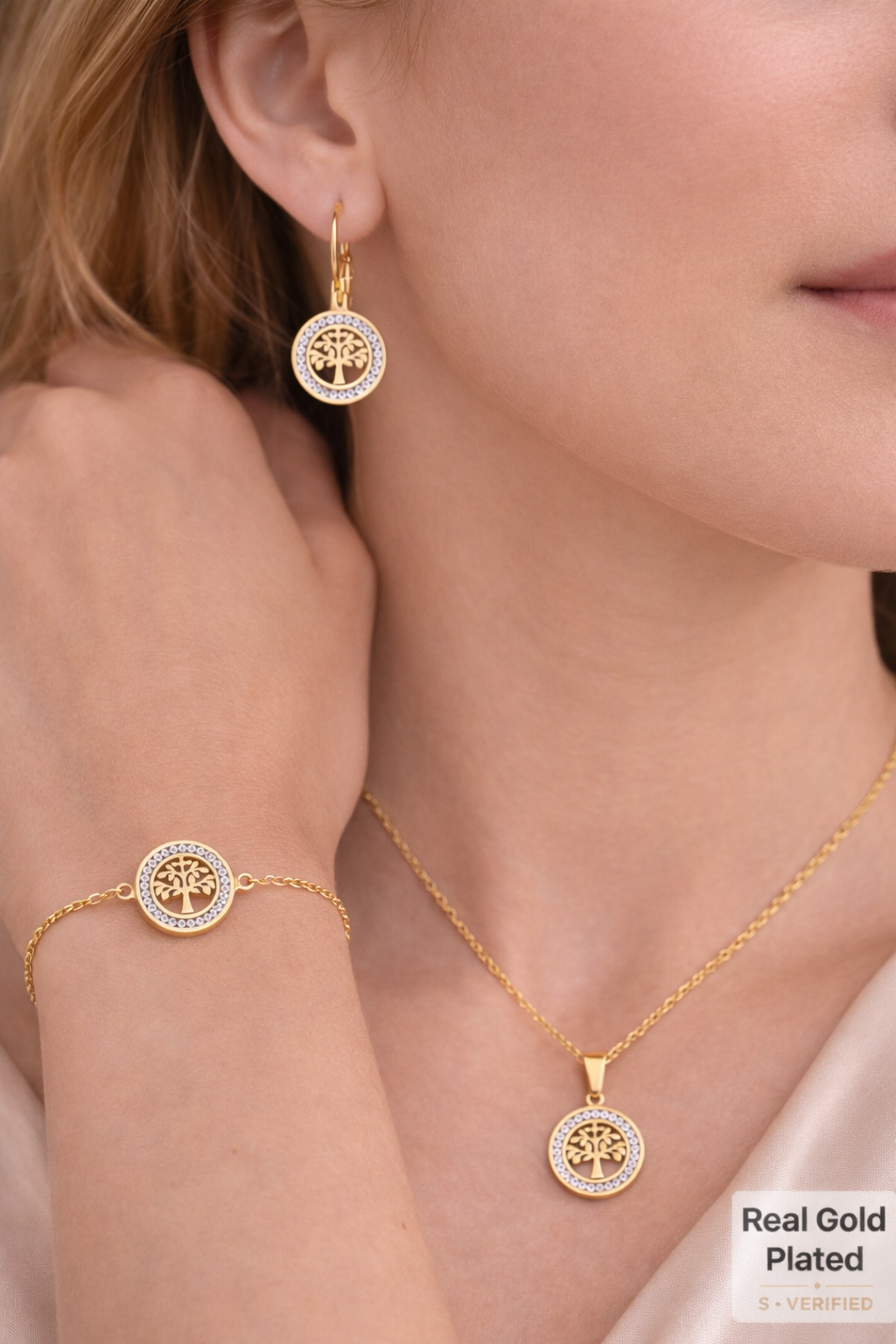 Medicininiu 14K auksu dengtas papuošalų rinkinys