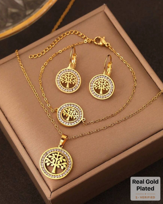 Medicininiu 14K auksu dengtas papuošalų rinkinys