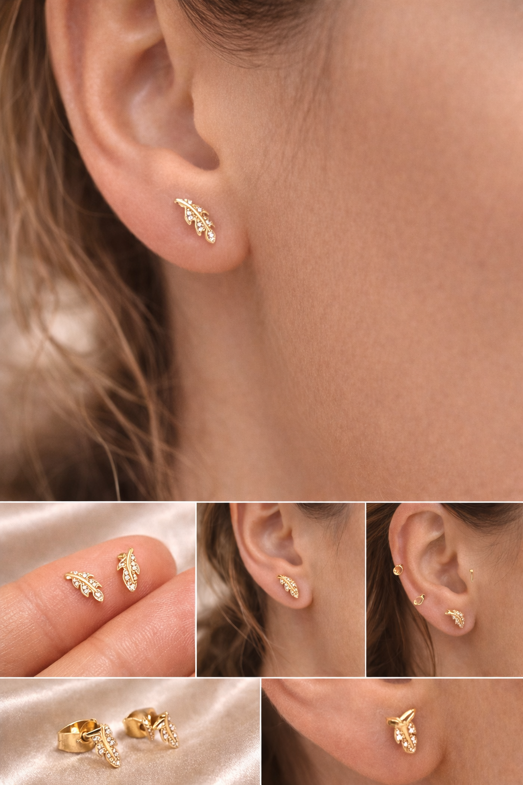 Medicininio 18K aukso auskarai „Lapeliai“