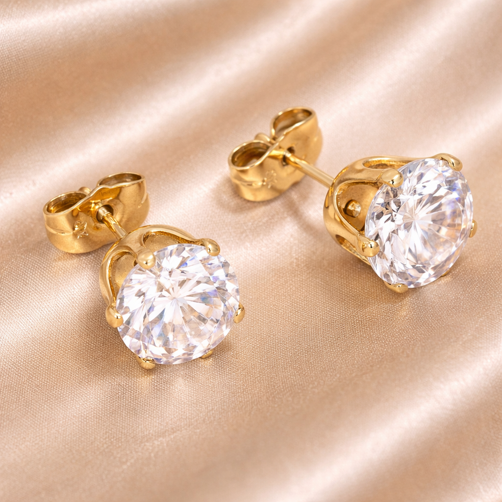 Medicininio 18K aukso auskarai su cirkoniu