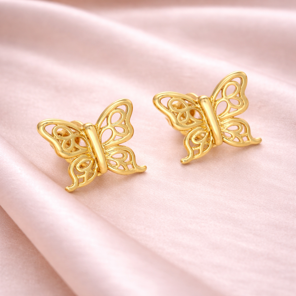 Medicininio 18K aukso drugelio formos auskarai