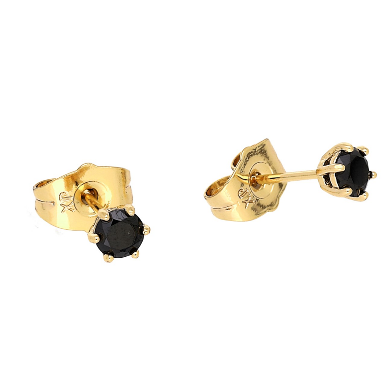Medicininio 18K aukso auskarai su juodu akmeniu
