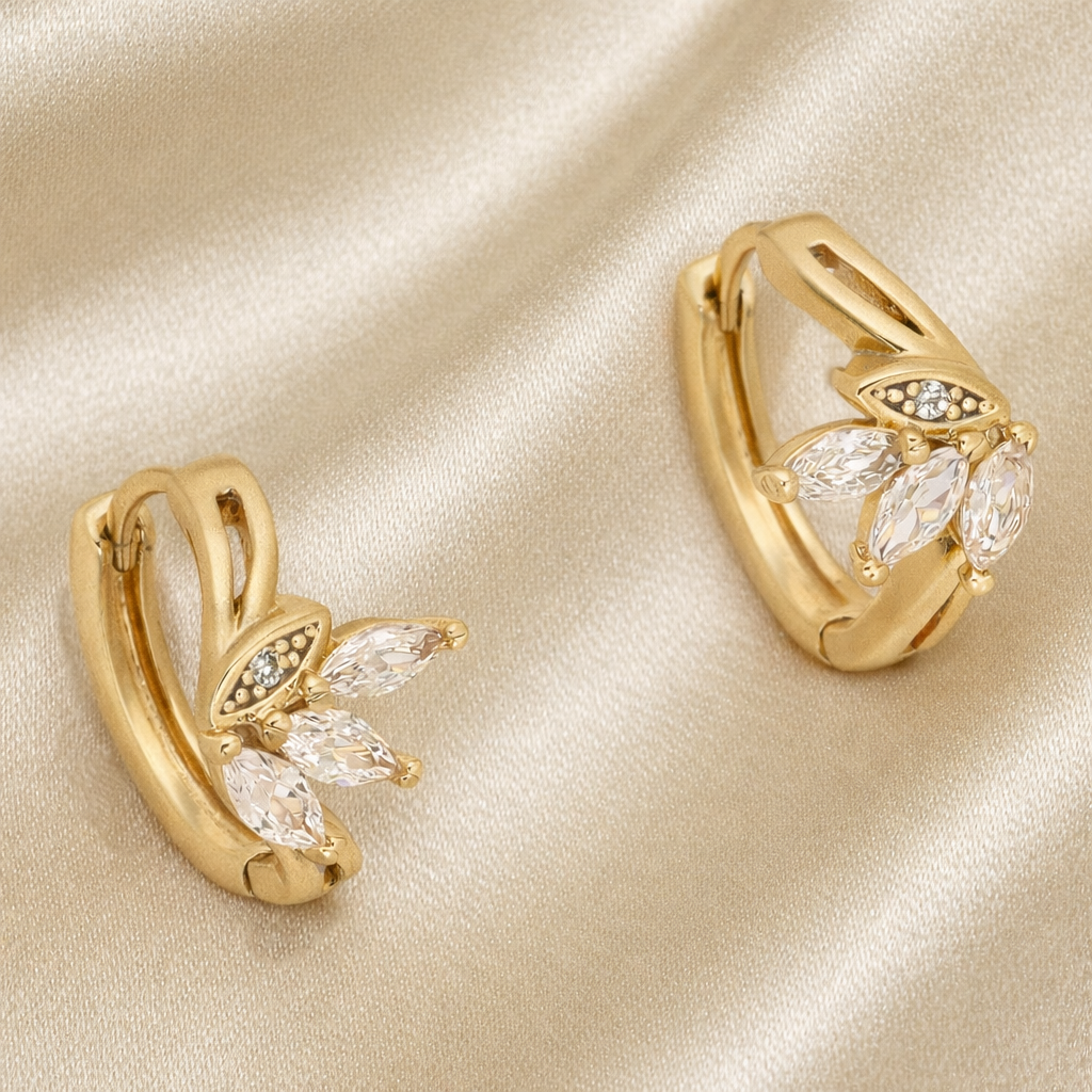 Medicininio 18K aukso auskarai su cirkoniais