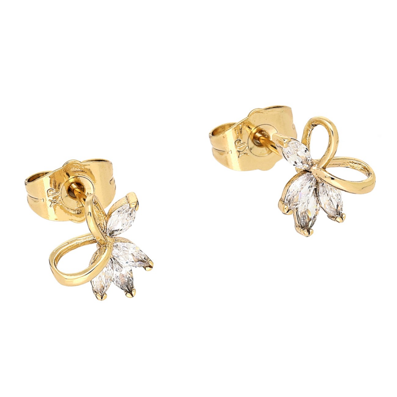 Medicininio 18K aukso auskarai su kristalais