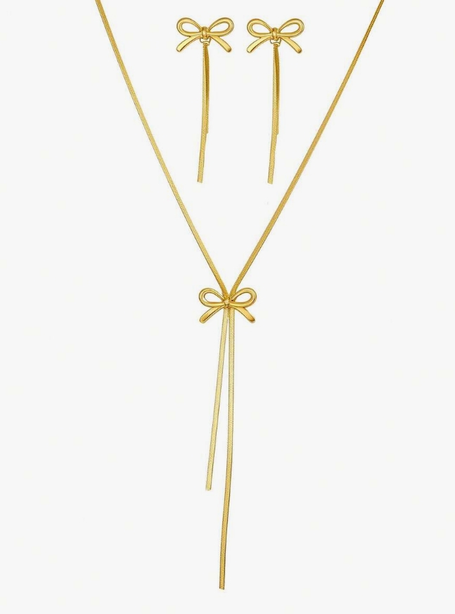 Medicininio 14K aukso kaklo papuošalų ir auskarų rinkinys