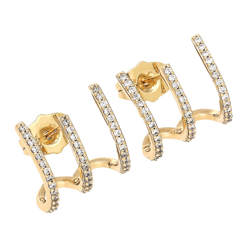 Medicininio 18K aukso  trijų juostų auskarai