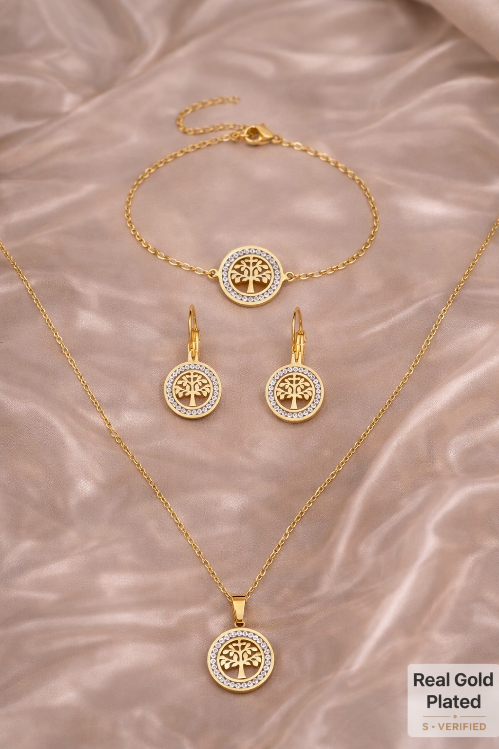 Medicininiu 14K auksu dengtas papuošalų rinkinys