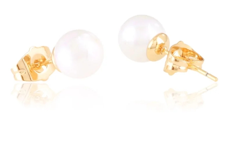 18K paauksuoti perlų auskarai