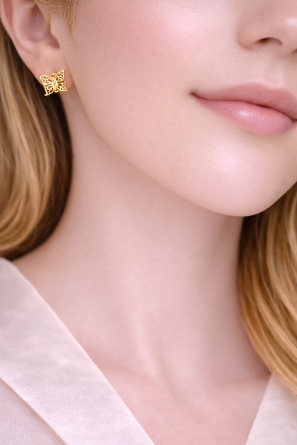 Medicininio 18K aukso drugelio formos auskarai