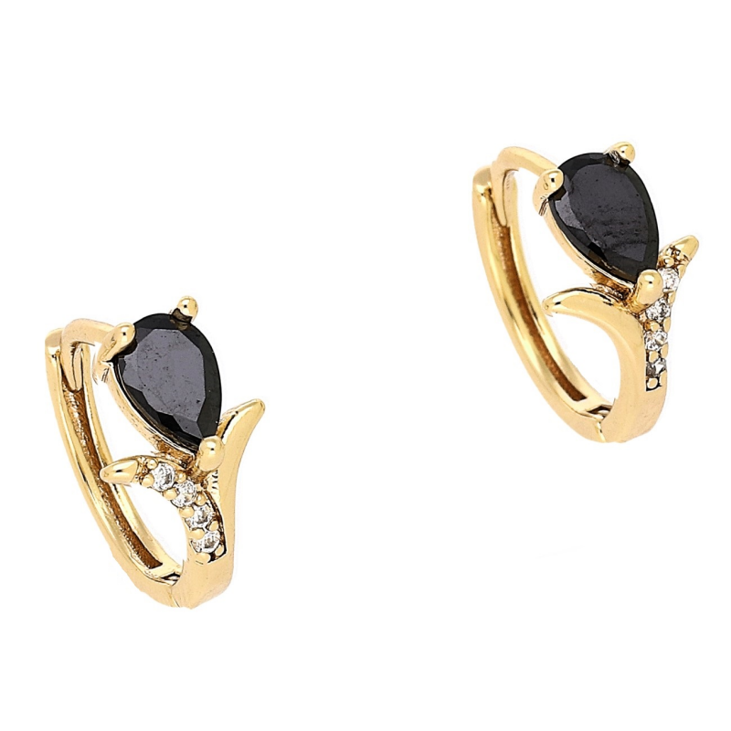 Medicininio 18K aukso auskarai su juodu akmeniu