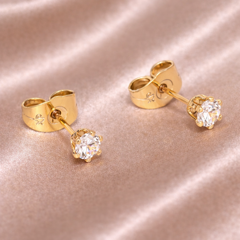 Medicininio 18K aukso auskarai su cirkoniais