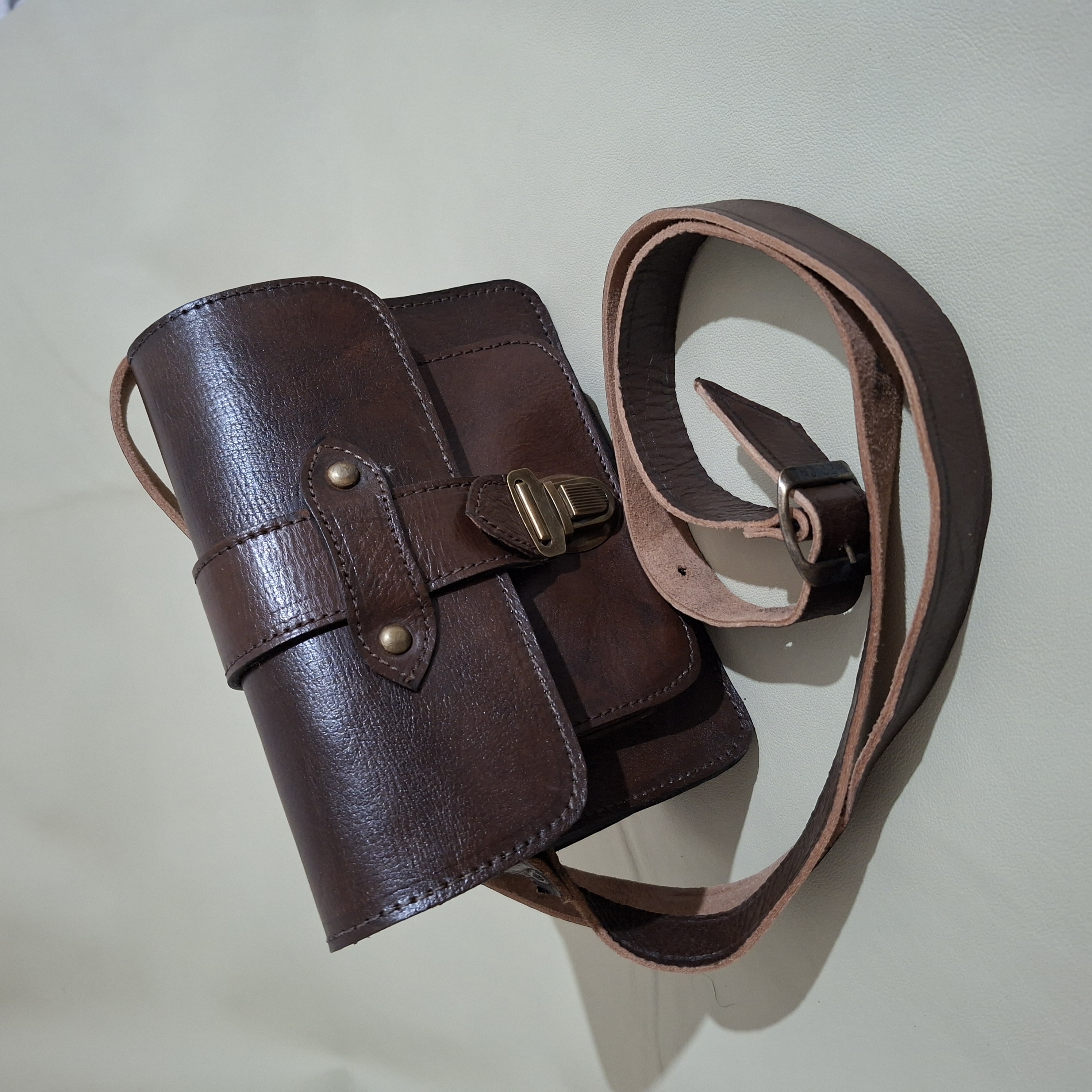 Sacoche en cuir marron