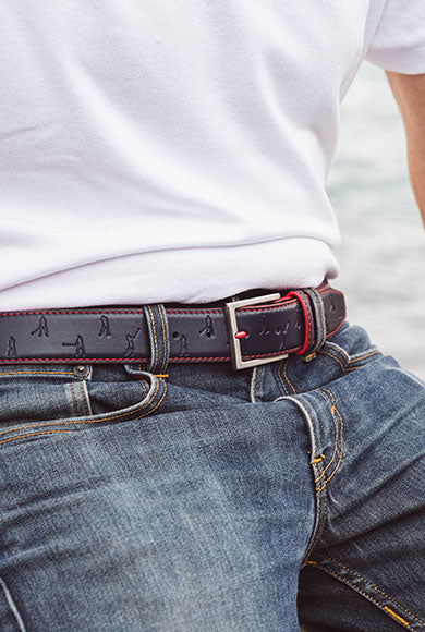 Ceinture en cuir bleu marine