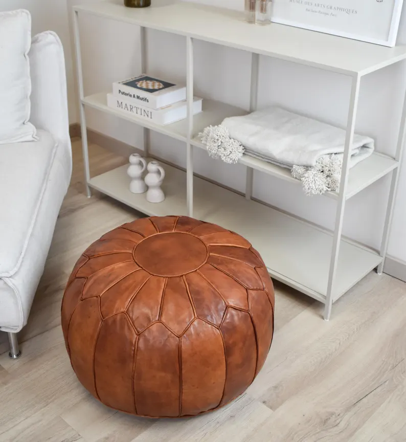 Pouf marocain en cuir