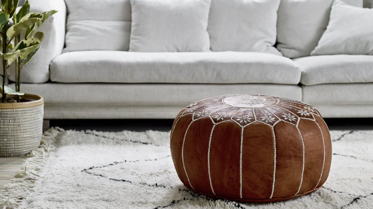 Pouf marocain en cuir