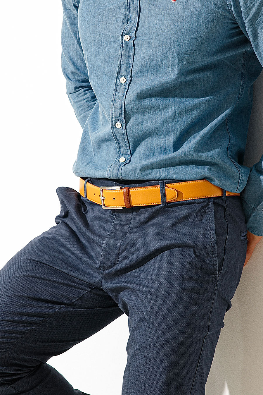 Ceinture en cuir jaune