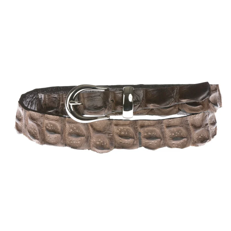 Ceinture en cuir crocodile marron