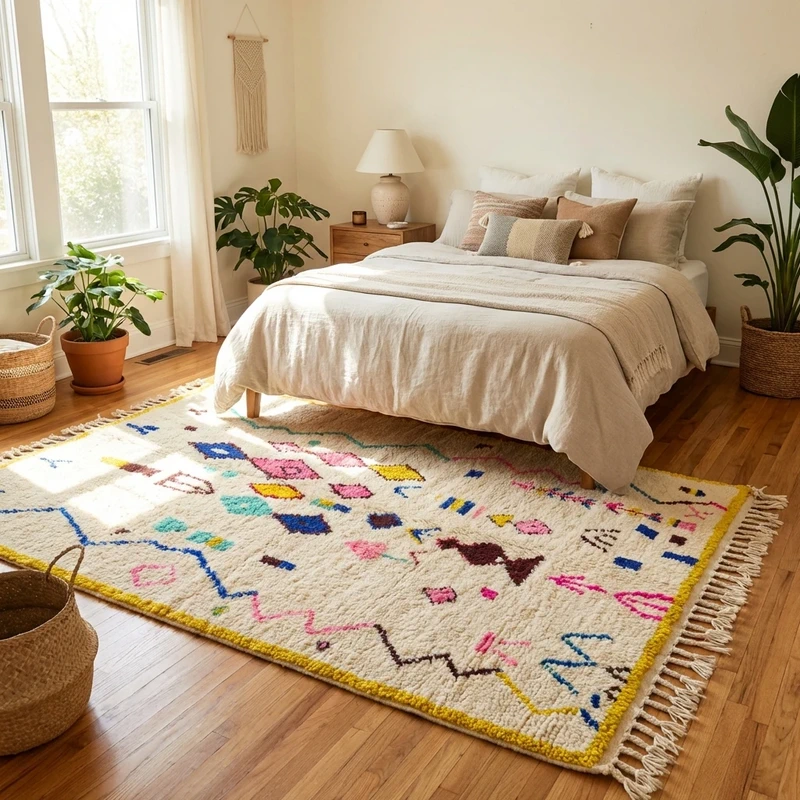 Magnifique et authentique tapis berbère en laine – Fait main – 2,5 x 1,5 m