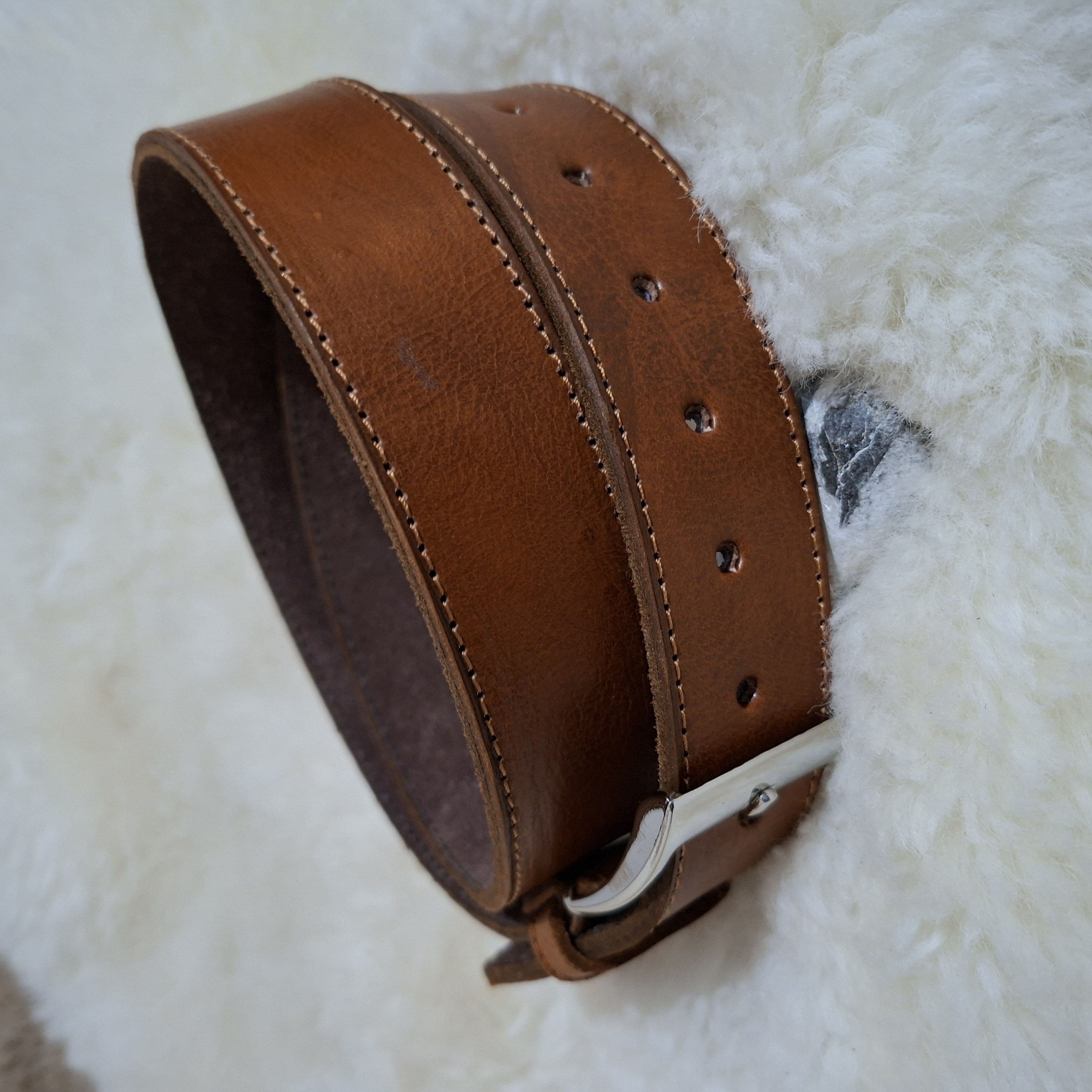 Ceinture en cuir Camel authentique artisanale 