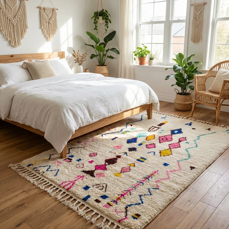 Magnifique et authentique tapis berbère en laine – Fait main – 2,5 x 1,5 m