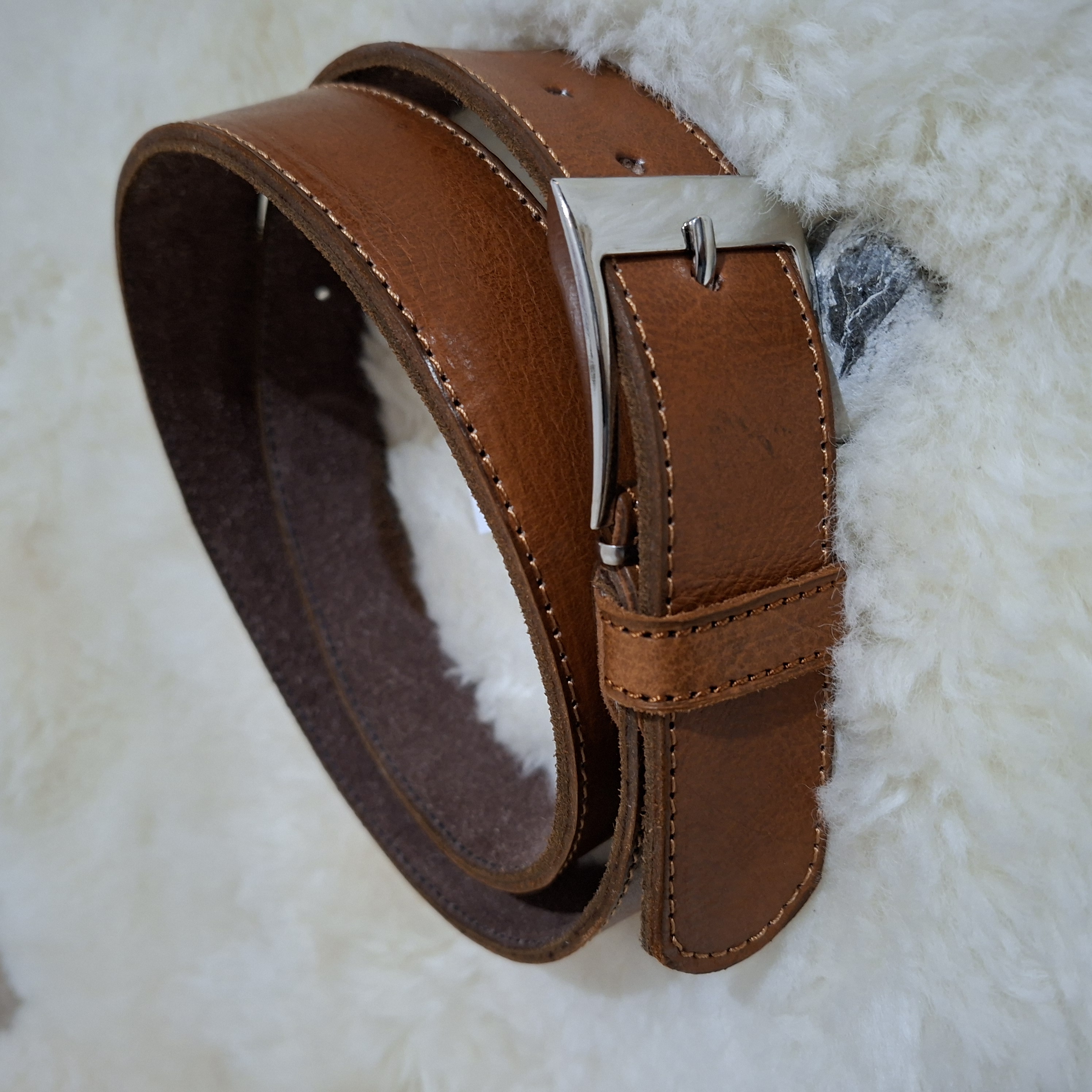 Ceinture en cuir Camel authentique artisanale 