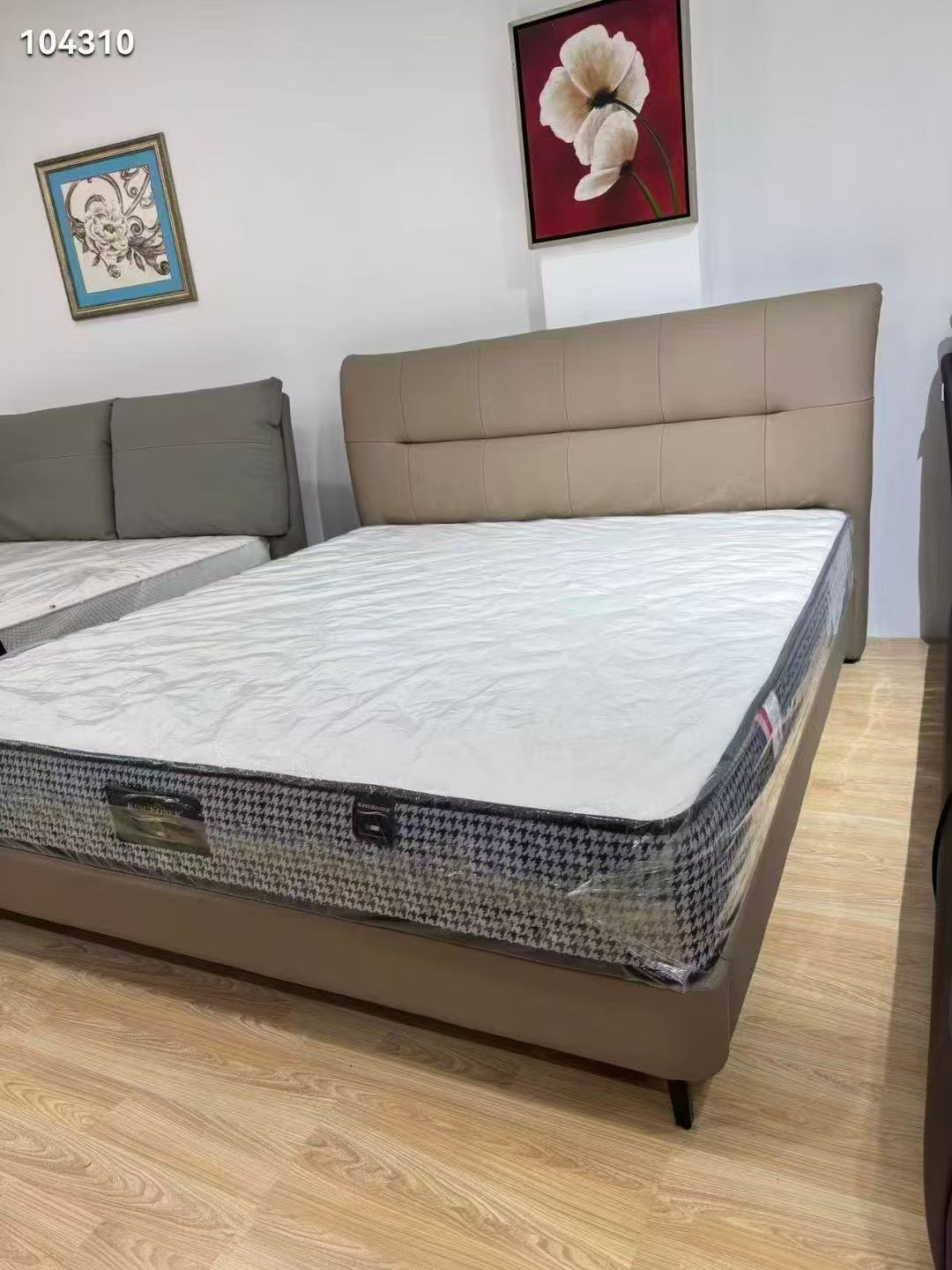 Modern Upholstered Bed Frame with Mattress
