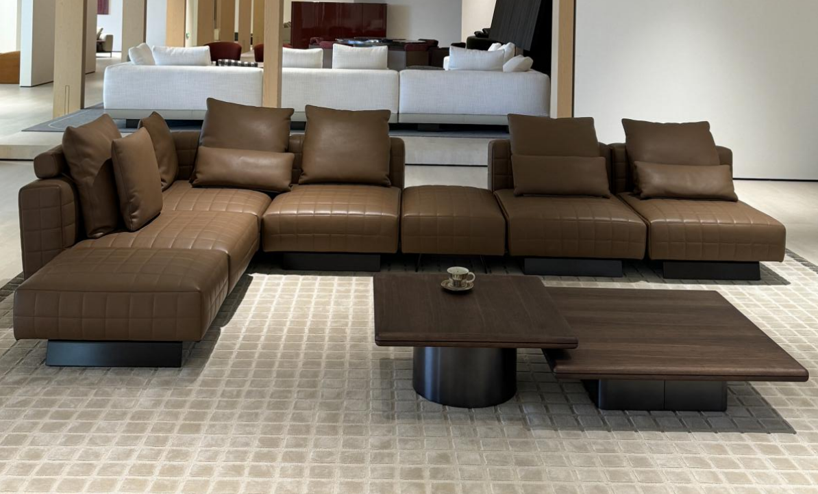 Modern Brown Leather Sectional Sofa