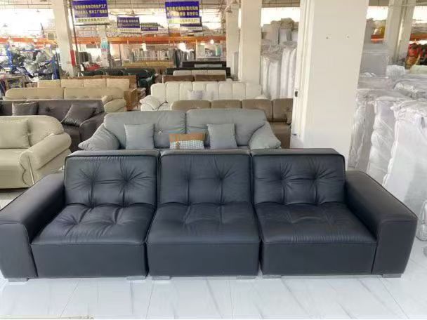 Modern Black Leather Sofa