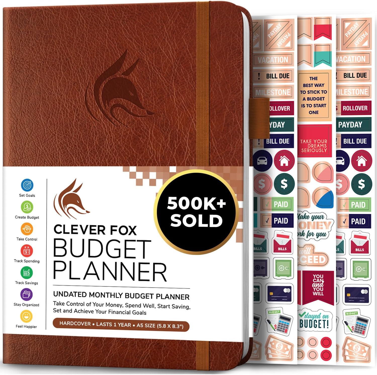Clever Fox Budget Planner - Expense Tracker Notebook. Monthly Budgeting Organizer, Finance Logbook & Accounts Book, Bill Tracker, A5 (Brown)