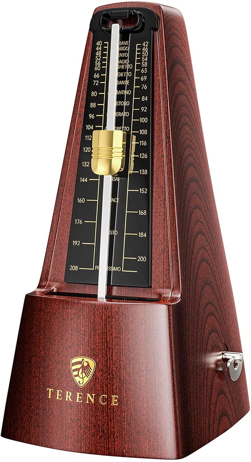 Mechanical Metronomes for Piano Guitar Violin Bass Drum and Other Musical Instruments Loud Sound and High Precision Track Beat and Tempo for Beginners (Wood Grain)