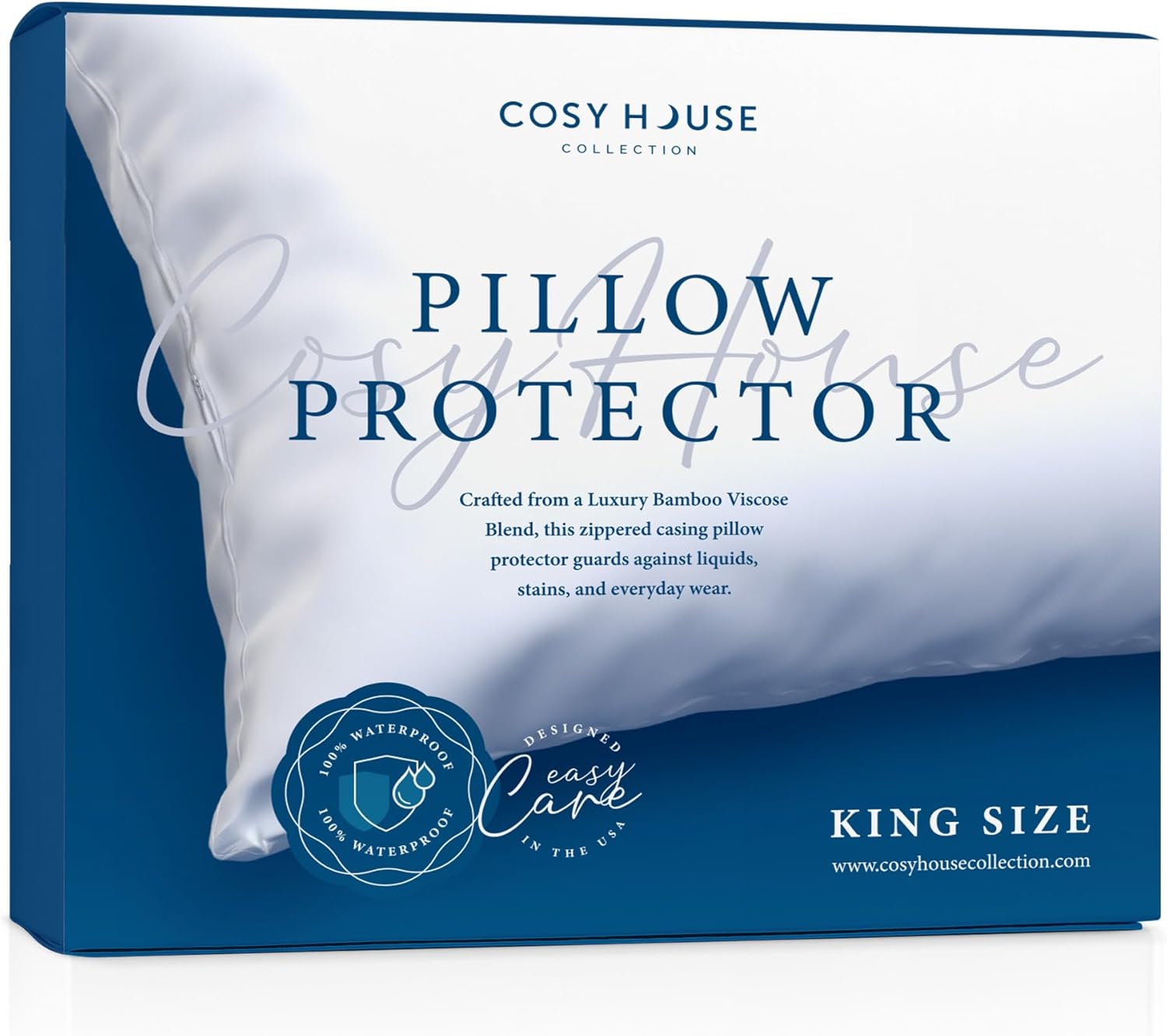 Cosy House Collection Luxury Zippered Pillow Protector - Master Bedroom Essentials - 100% Waterproof - Rayon Derived from Bamboo - Ultimate Noiseless Comfort & Cooling - Set of 2 (King)