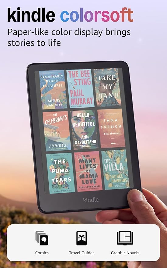 Amazon Kindle Colorsoft 16 GB (newest model) – With color display that brings covers and content to life, now highlight in color – No Ads – Black