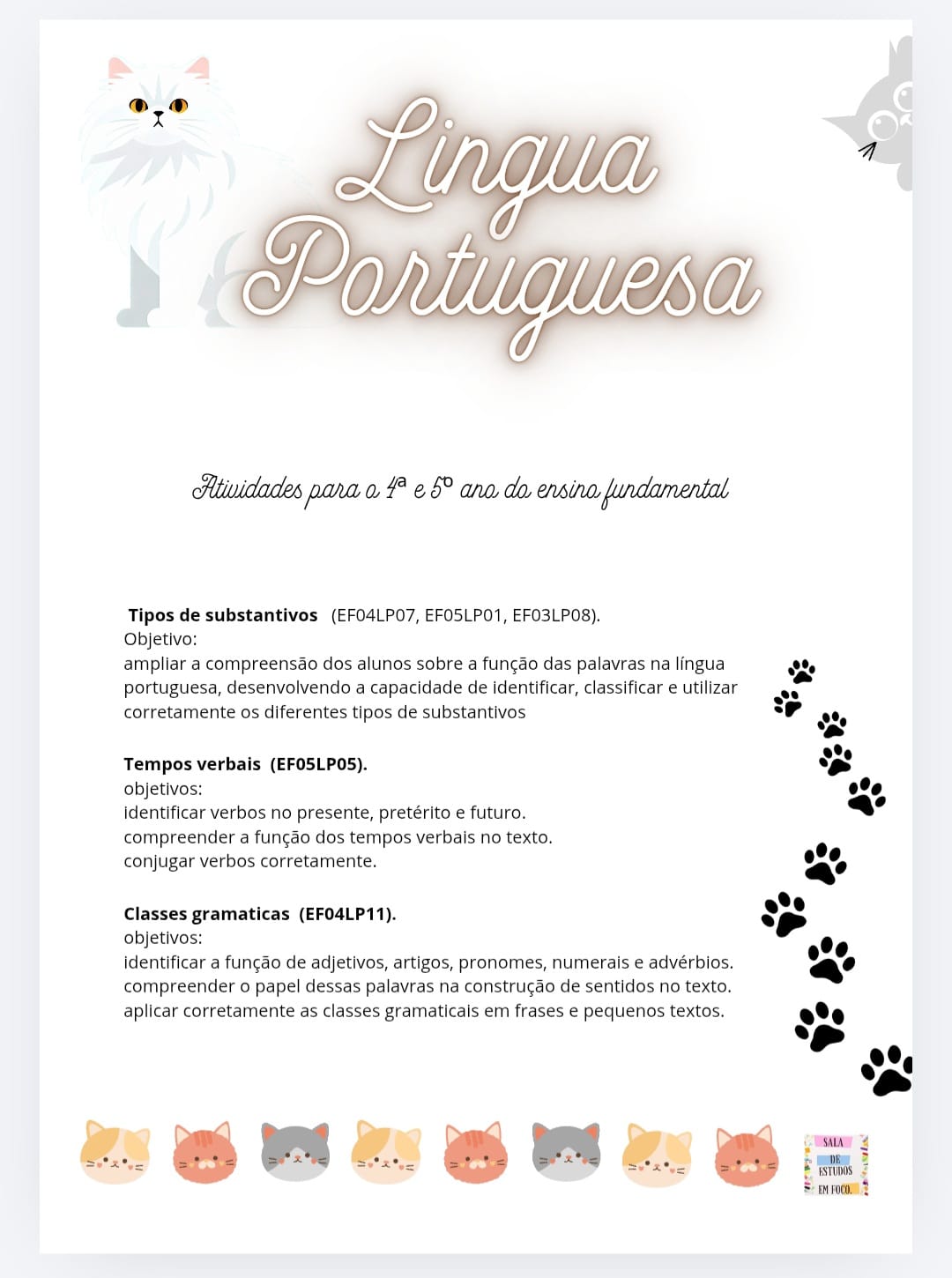 Atividades de Língua Portuguesa Classes gramaticais