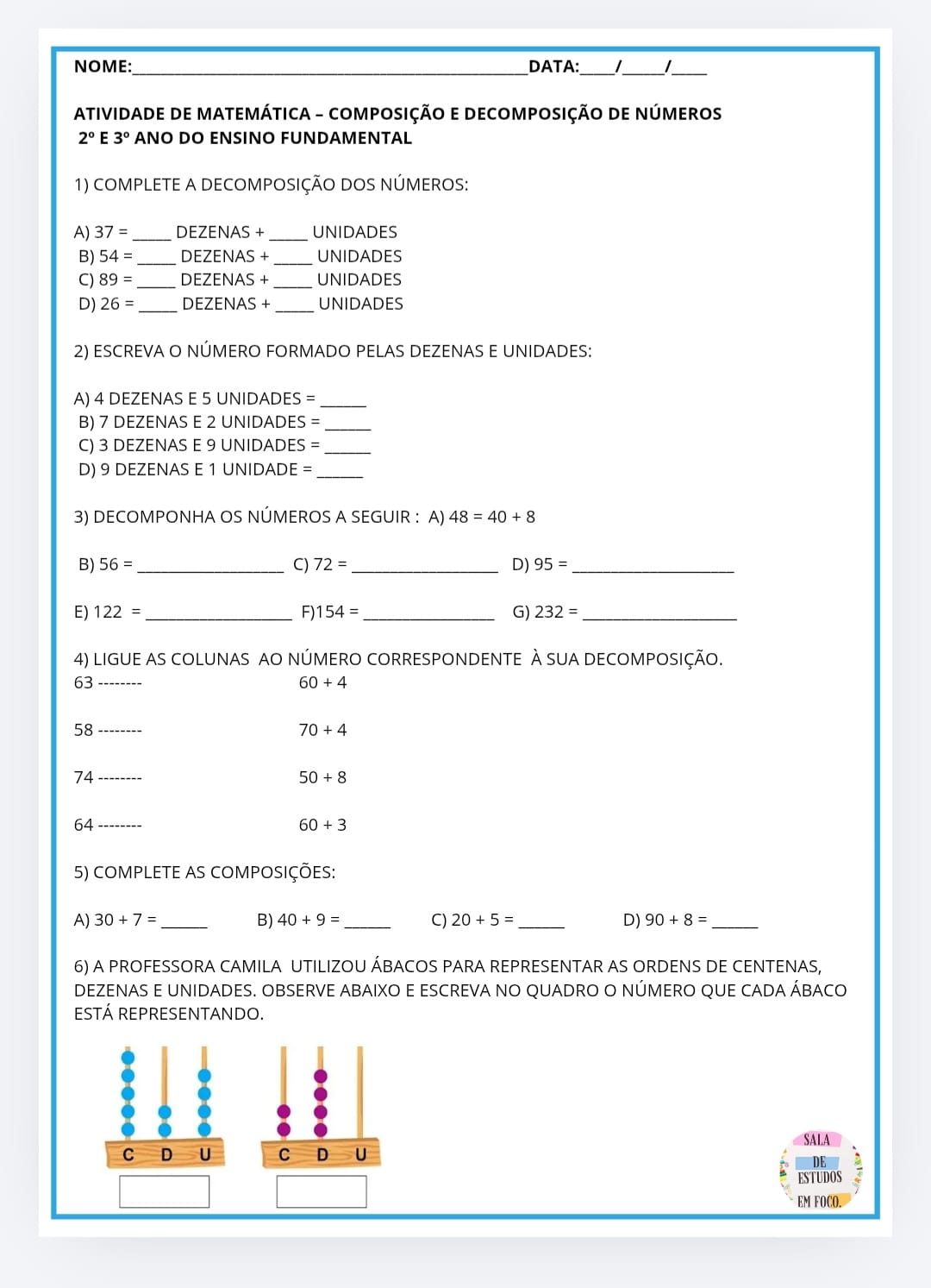 Atividade de Matemática