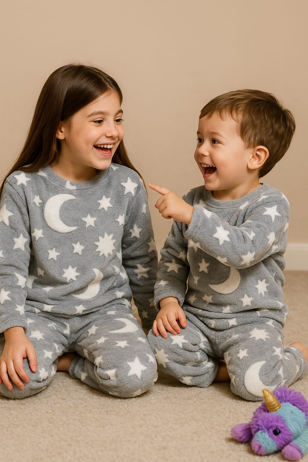 GLOW Pijamas Infantiles de Estrellas y Lunas