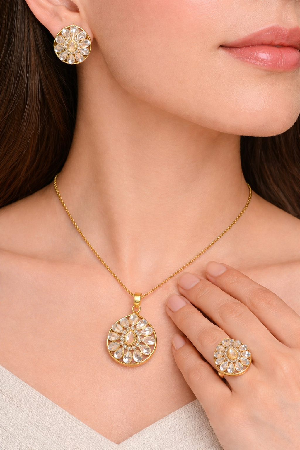 Gold Floral Jewelry Set