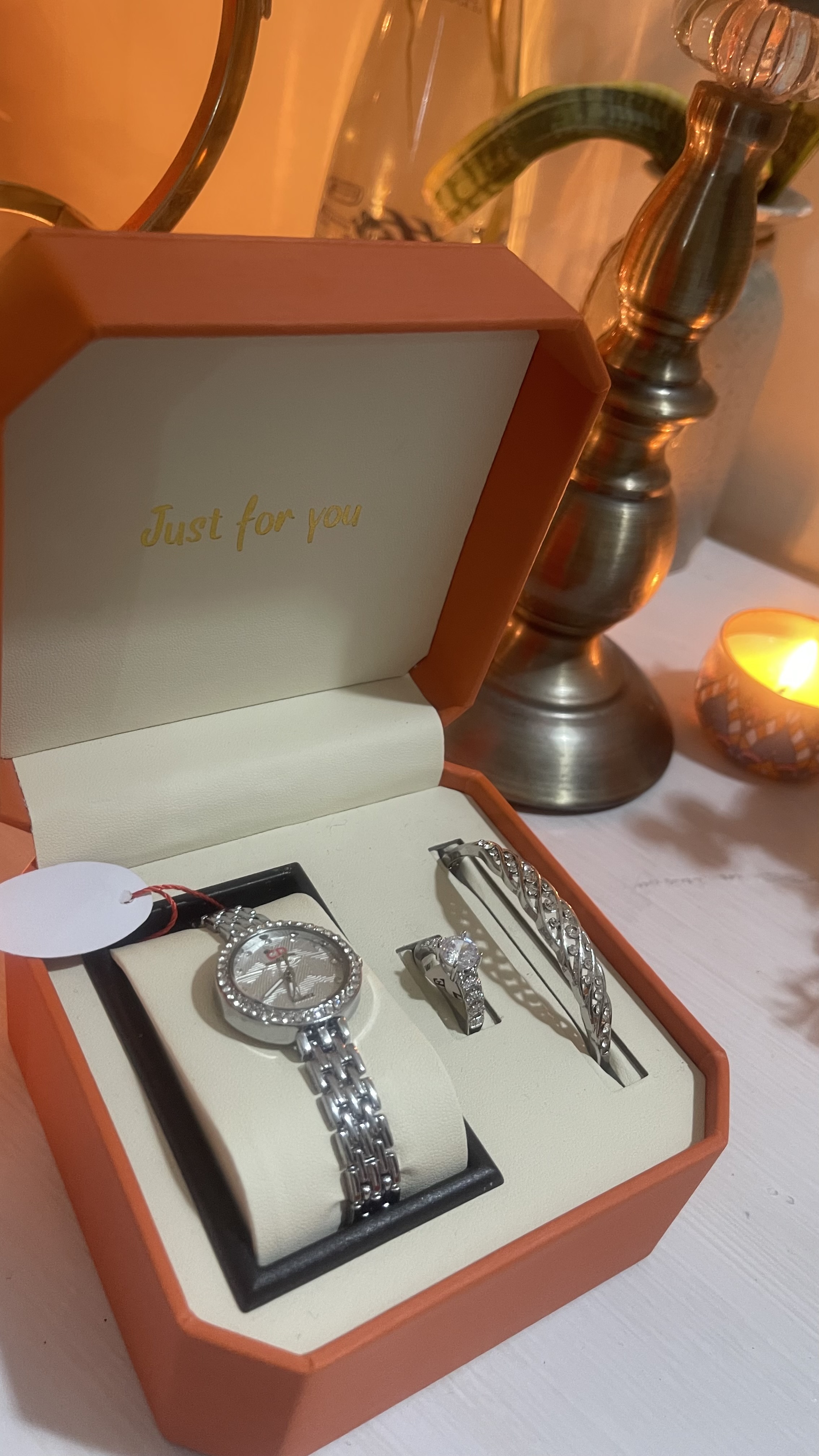 Elegant Silver Watch trio set