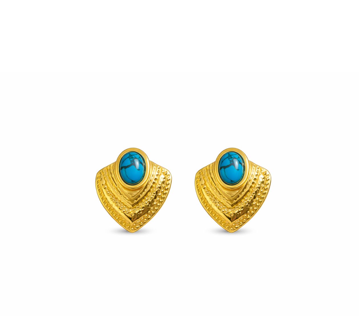 Turquoise Gold Plated Stud Earrings