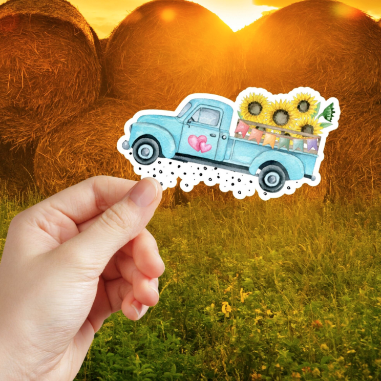 Blue Watercolor Truck Sticker