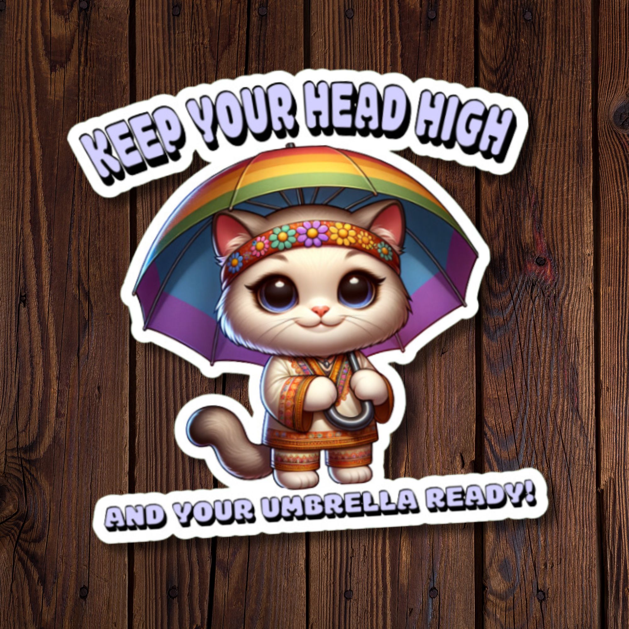 Keep Your Head High Retro Kitty Sticker