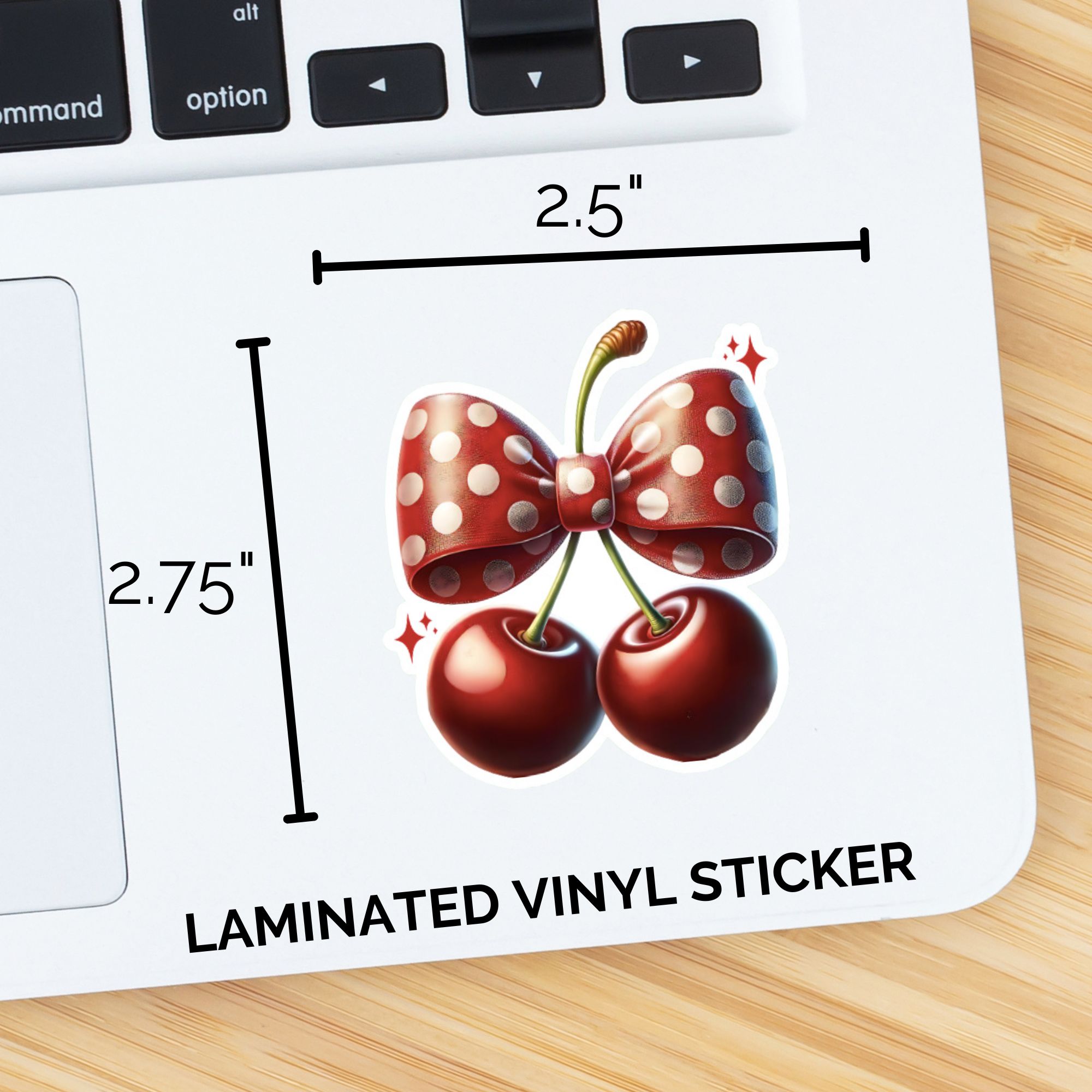 Cherry with Polka Dot Bow Sticker