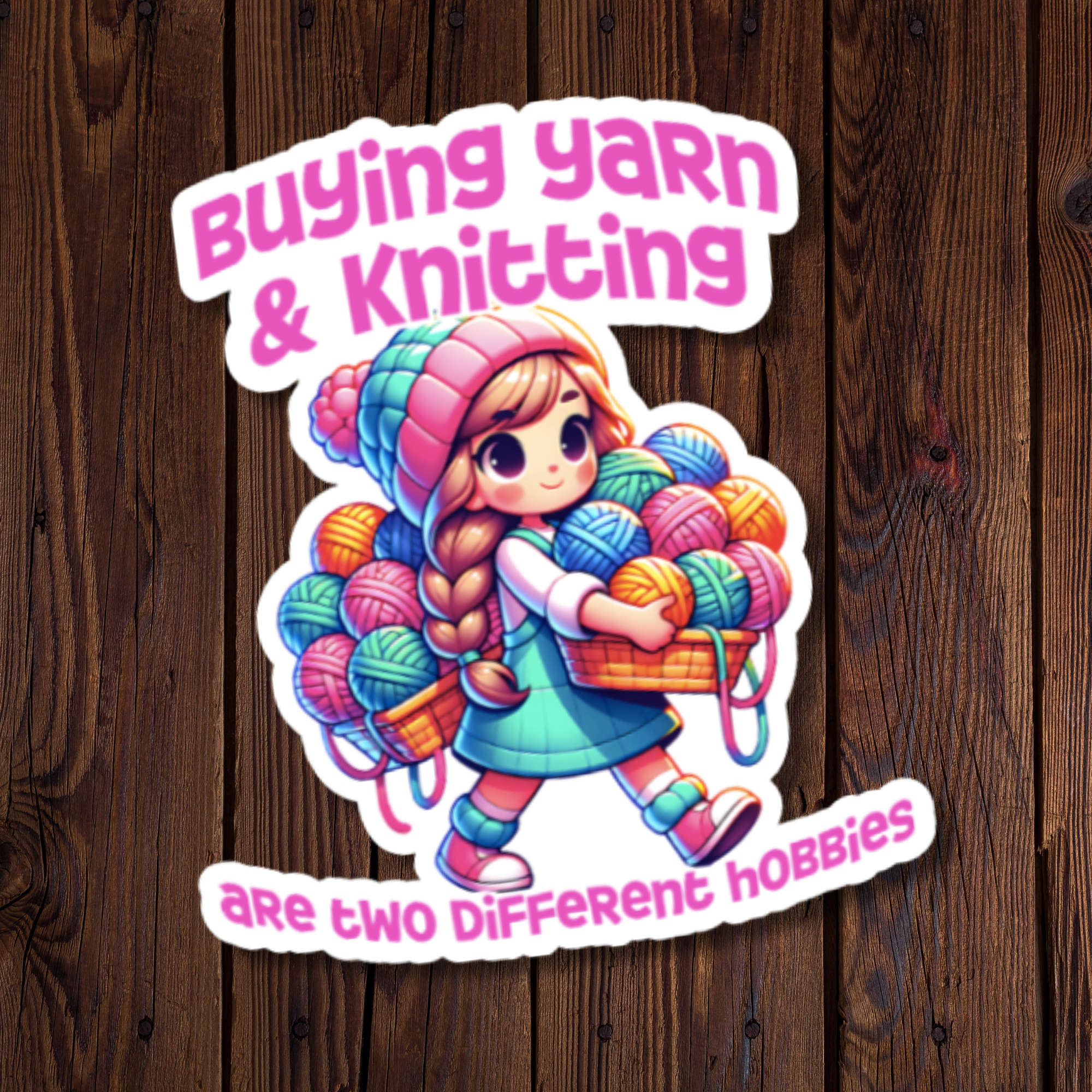 Buying Yarn & Knitting Are Two Different Hobbies Sticker