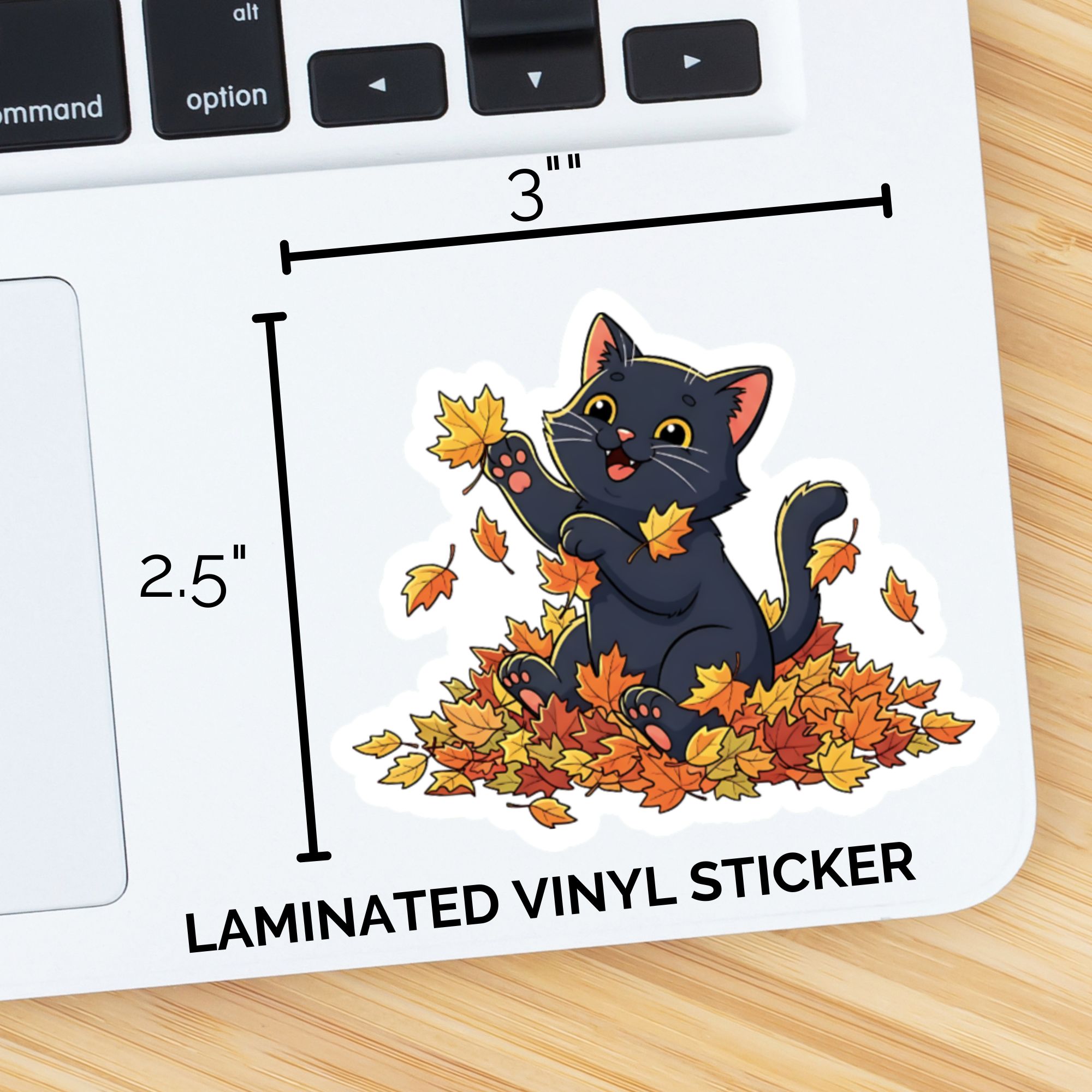 Happy Black Cat in Leaves Sticker