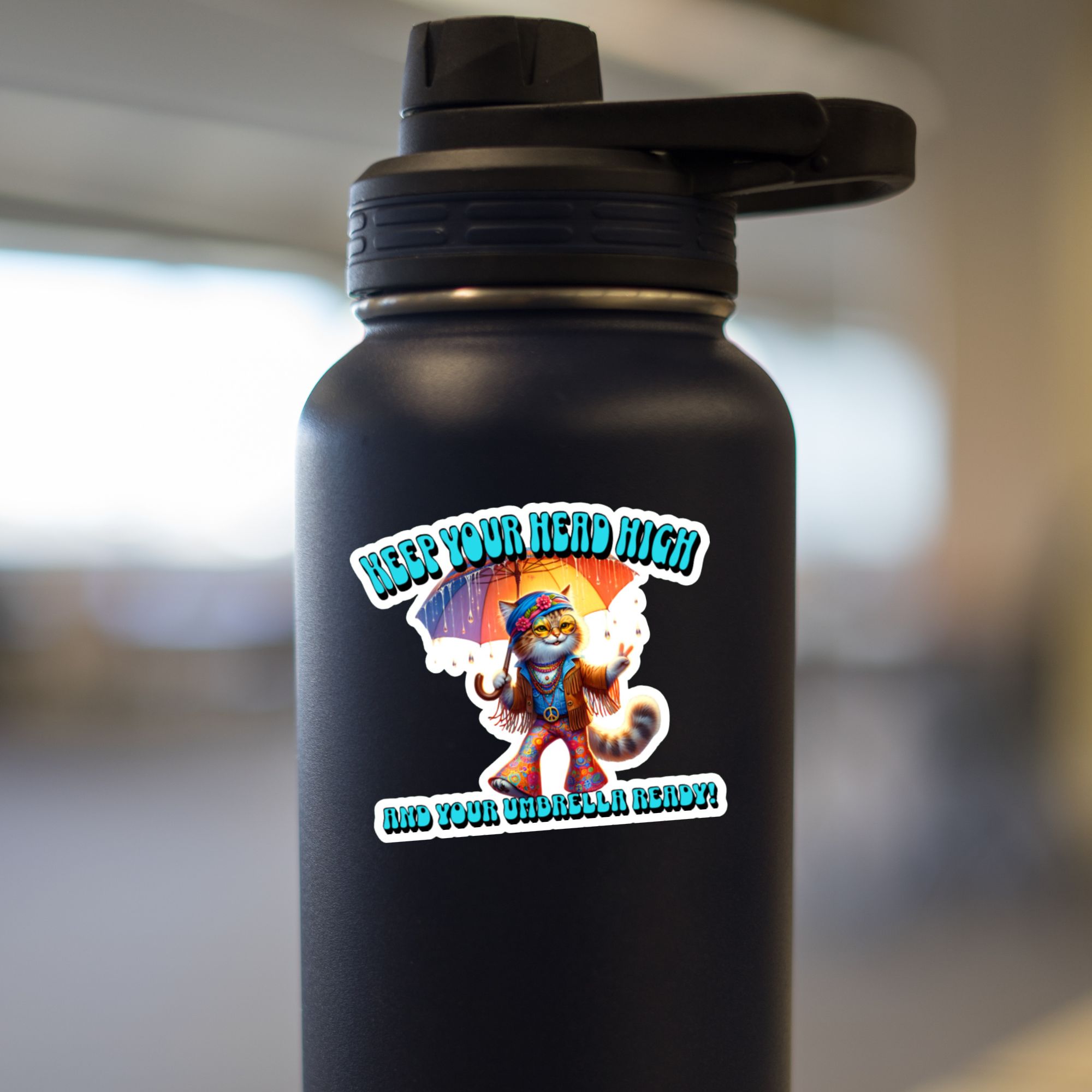 Keep Your Head High Hippy Kitty Sticker