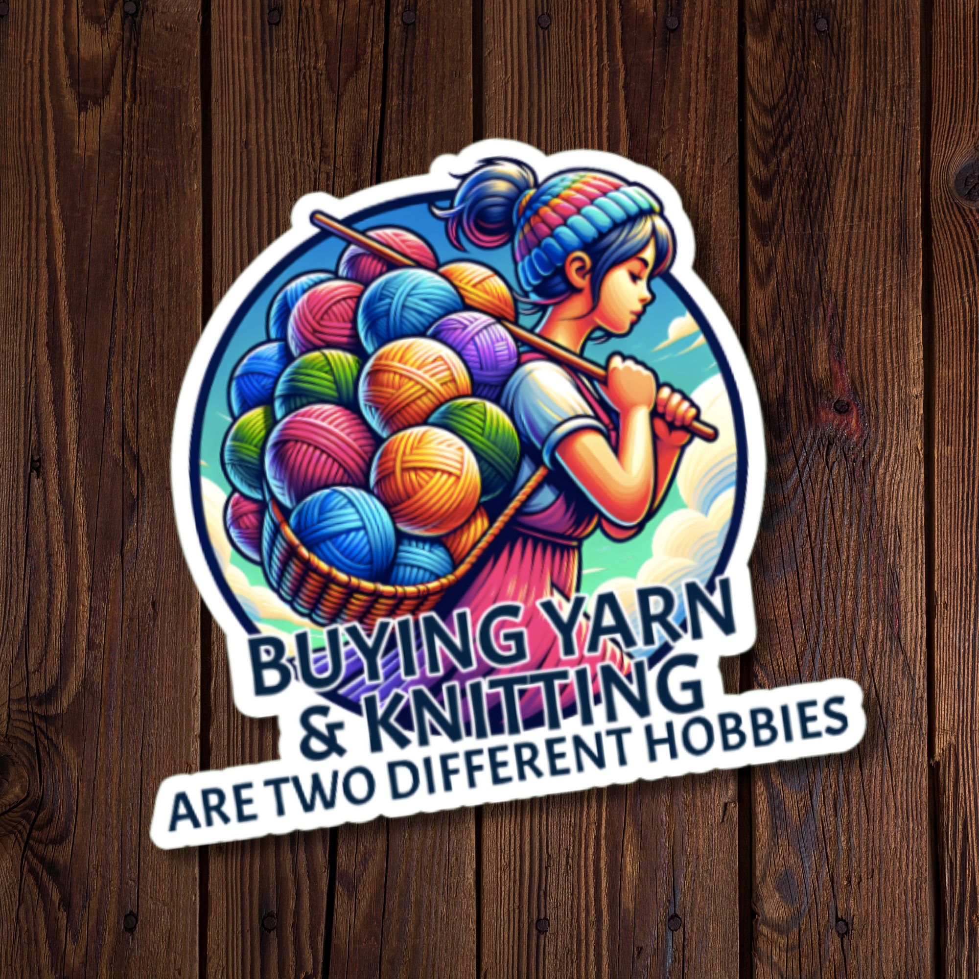 Buying Yarn & Knitting Are Two Different Hobbies Sticker